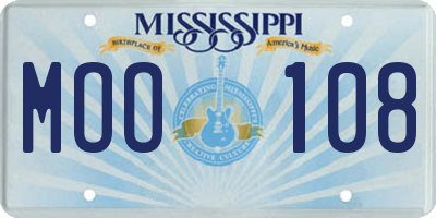 MS license plate MOO108