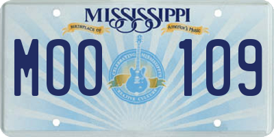 MS license plate MOO109