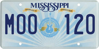 MS license plate MOO120