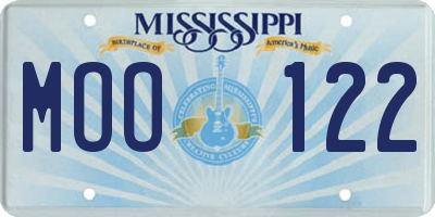 MS license plate MOO122