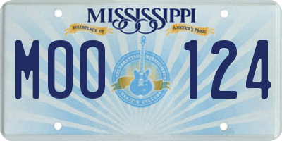 MS license plate MOO124