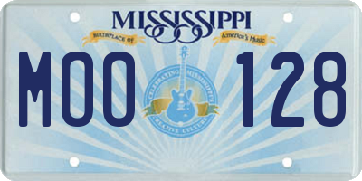 MS license plate MOO128