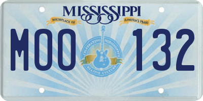 MS license plate MOO132