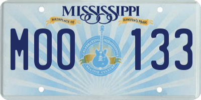 MS license plate MOO133