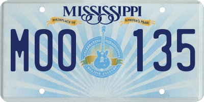 MS license plate MOO135