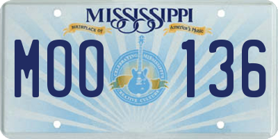 MS license plate MOO136