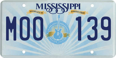 MS license plate MOO139