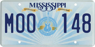 MS license plate MOO148