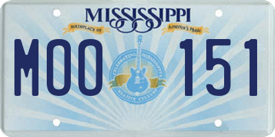 MS license plate MOO151