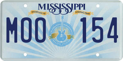 MS license plate MOO154