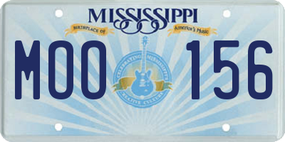 MS license plate MOO156