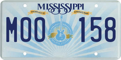 MS license plate MOO158