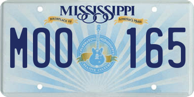 MS license plate MOO165