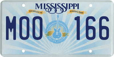 MS license plate MOO166