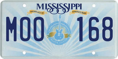 MS license plate MOO168