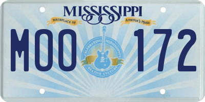 MS license plate MOO172