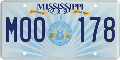 MS license plate MOO178