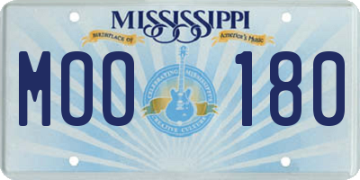 MS license plate MOO180