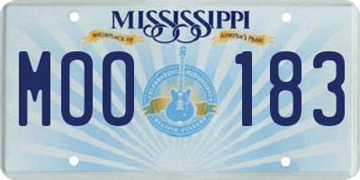 MS license plate MOO183