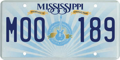MS license plate MOO189