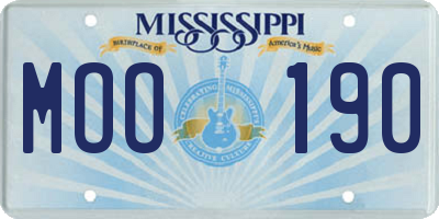 MS license plate MOO190