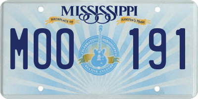 MS license plate MOO191