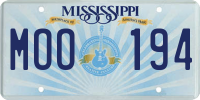 MS license plate MOO194