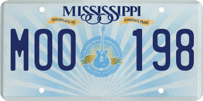 MS license plate MOO198
