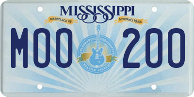 MS license plate MOO200