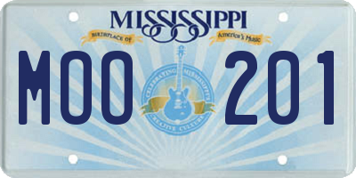 MS license plate MOO201