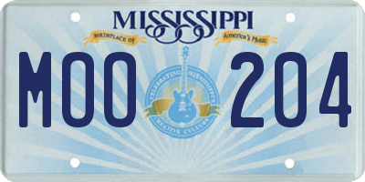 MS license plate MOO204