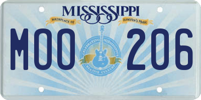MS license plate MOO206