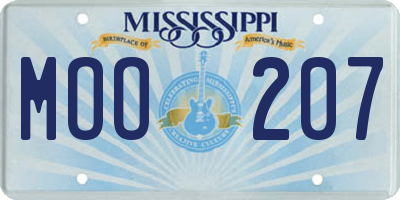 MS license plate MOO207