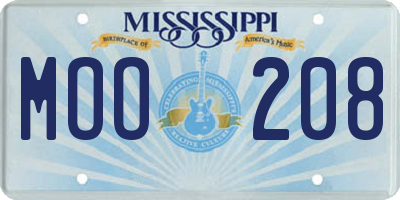 MS license plate MOO208