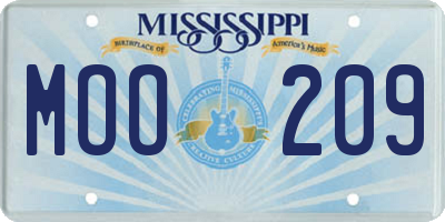 MS license plate MOO209