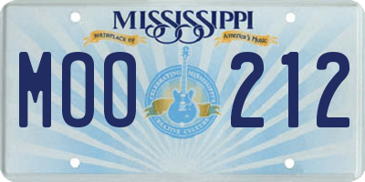 MS license plate MOO212