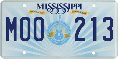 MS license plate MOO213