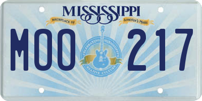 MS license plate MOO217