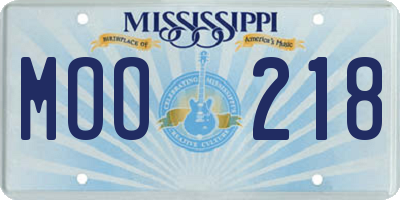 MS license plate MOO218