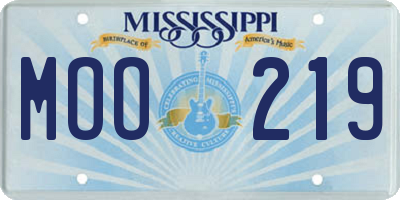 MS license plate MOO219