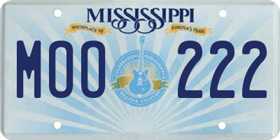 MS license plate MOO222