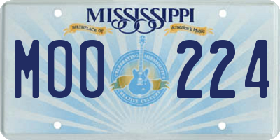 MS license plate MOO224