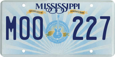 MS license plate MOO227