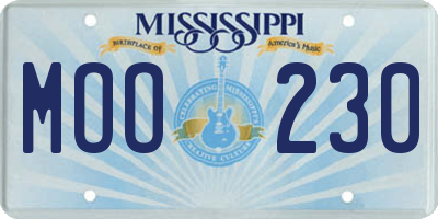 MS license plate MOO230