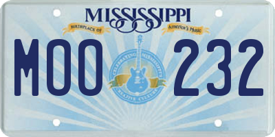 MS license plate MOO232