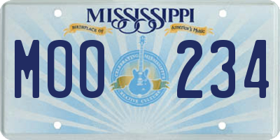 MS license plate MOO234