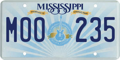 MS license plate MOO235
