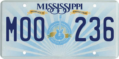 MS license plate MOO236