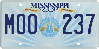 MS license plate MOO237