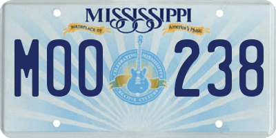 MS license plate MOO238